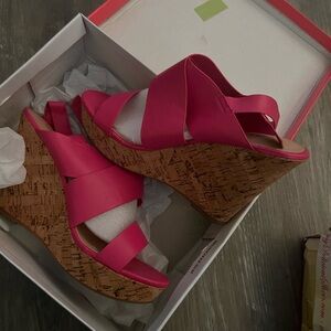 Allegra K Fuchsia Wedge Sandals